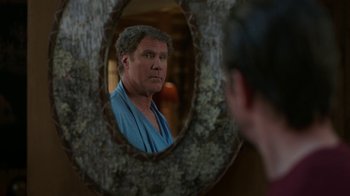 Movie still from “Daddy's Home 2” (2017), directed by Sean Anders – A man looking at himself in the mirror; Close Up shot, Over the shoulder angle