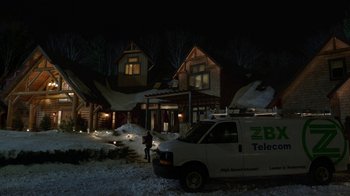 Movie still from “Daddy's Home 2” (2017), directed by Sean Anders – A van parked in front of a house at night; Extreme Wide shot, High angle