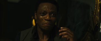 Movie still from “Daniel Isn't Real” (2019), directed by Adam Egypt Mortimer – A person with his eyes wide open; Close Up shot, High angle