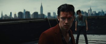 Movie still from “Daniel Isn't Real” (2019), directed by Adam Egypt Mortimer – A man with blood all over his face; Close Up shot, Low angle