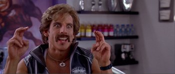 Movie still from “Dodgeball: A True Underdog Story” (2004), directed by Rawson Marshall Thurber – A person with a beard and mustache; Close Up shot, Low angle