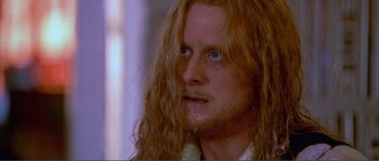Movie still from “Dodgeball: A True Underdog Story” (2004), directed by Rawson Marshall Thurber – A person with long red hair; Close Up shot, Low angle