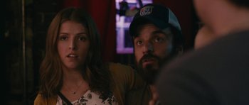 Movie still from “Drinking Buddies” (2013), directed by Joe Swanberg – A man and a woman sitting next to each other in a room; Close Up shot, Over the shoulder angle