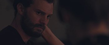 Movie still from “Endings, Beginnings” (2019), directed by Drake Doremus – A person with his hand under his chin; Close Up shot, Over the shoulder angle