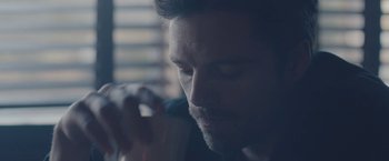 Movie still from “Endings, Beginnings” (2019), directed by Drake Doremus – A person holding a cell phone; Close Up shot, Over the shoulder angle