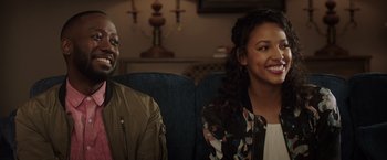 Movie still from “Game Night” (2018), directed by John Francis Daley – Close Up shot, Over the shoulder angle