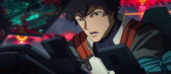 Movie still from “Evangelion: 3.0 You Can (Not) Redo” (2012), directed by Kiyotaka Suzuki – A person holding a cell phone; Close Up shot, High angle