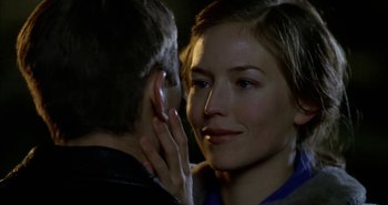 Movie still from “Evil” (2003), directed by Mikael Håfström – A man and a woman talking to each other; Close Up shot, Over the shoulder angle