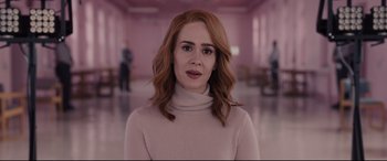 Movie still from “Glass” (2019), directed by M. Night Shyamalan – A person wearing a sweater; Close Up shot, Low angle