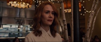 Movie still from “Glass” (2019), directed by M. Night Shyamalan – A person with long hair; Close Up shot, Over the shoulder angle