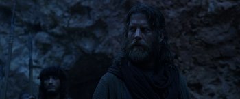 Movie still from “Exodus: Gods and Kings” (2014), directed by Ridley Scott – A man with long hair and a long beard; Close Up shot, Low angle