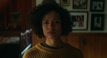 Movie still from “Fast Color” (2018), directed by Julia Hart – A person wearing a sweater; Close Up shot, Low angle