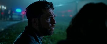 Movie still from “Father Figures” (2017), directed by Lawrence Sher – A person with a beard; Close Up shot, Over the shoulder angle