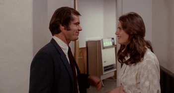Movie still from “Five Easy Pieces” (1970), directed by Bob Rafelson – A man and a woman talking to each other; Medium shot, Over the shoulder angle