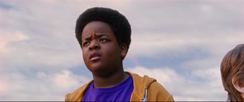 Movie still from “Good Boys” (2019), directed by Gene Stupnitsky – A young man with a surprised look on his face; Close Up shot, Low angle