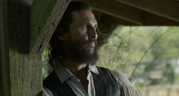 Movie still from “Free State of Jones” (2016), directed by Gary Ross – A person with a beard; Close Up shot, Low angle