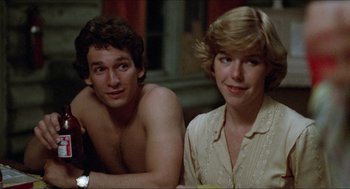 Movie still from “Friday the 13th” (1980), directed by Sean S. Cunningham – A man and a woman sitting next to each other; Close Up shot, Low angle