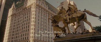 Movie still from “Frost/Nixon” (2008), directed by Ron Howard – The plaza hotel in new york city in the 1 9 7 0 s; Extreme Wide shot, High angle