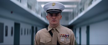 Movie still from “Hitman: Agent 47” (2015), directed by Aleksander Bach – A man in a military uniform with medals on his hat; Close Up shot, Low angle
