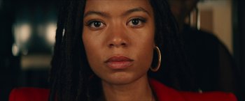 Movie still from “Gen V” (2023), created by Eric Kripke – A person's eyes and face; Close Up shot, Low angle