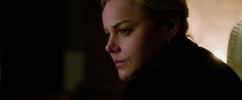 Movie still from “Geostorm” (2017), directed by Dean Devlin – A person looking at the camera; Close Up shot, Over the shoulder angle