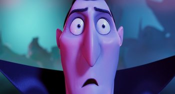 Movie still from “Hotel Transylvania” (2012), directed by Genndy Tartakovsky – The head of an animated character; Close Up shot, Low angle