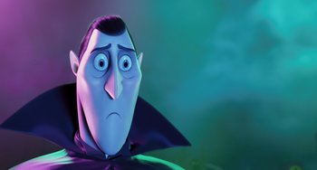 Movie still from “Hotel Transylvania” (2012), directed by Genndy Tartakovsky – A cartoon character's face; Close Up shot, Low angle