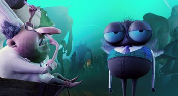 A group of cartoon characters in a room