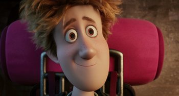 Movie still from “Hotel Transylvania” (2012), directed by Genndy Tartakovsky – A person's face in a chair; Close Up shot, High angle