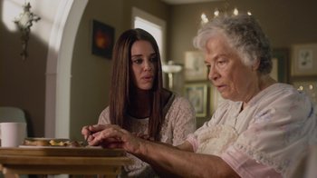 Movie still from “God's Not Dead” (2014), directed by Harold Cronk – An older woman and a younger woman sitting at a table; Close Up shot, Over the shoulder angle