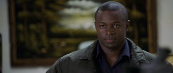 Movie still from “Halloween: Resurrection” (2002), directed by Rick Rosenthal – A person wearing a jacket; Close Up shot, Over the shoulder angle