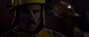 Movie still from “Halloween: Resurrection” (2002), directed by Rick Rosenthal – A person wearing a helmet; Close Up shot, Low angle