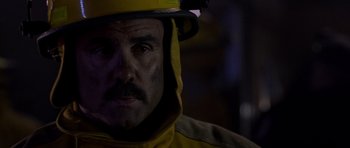 Movie still from “Halloween: Resurrection” (2002), directed by Rick Rosenthal – A person wearing a helmet; Close Up shot, Low angle