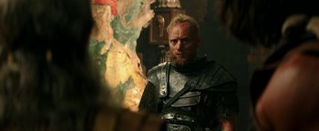 Movie still from “Hercules” (2014), directed by Brett Ratner – A person wearing armor; Close Up shot, Over the shoulder angle