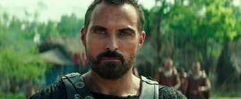 Movie still from “Hercules” (2014), directed by Brett Ratner – A person with a beard; Close Up shot, Low angle