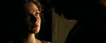 Movie still from “Hercules” (2014), directed by Brett Ratner – A person looking at the camera; Close Up shot, Over the shoulder angle