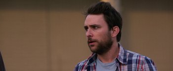 Movie still from “Horrible Bosses” (2011), directed by Seth Gordon – A person wearing a plaid shirt; Close Up shot, Over the shoulder angle