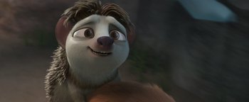 Movie still from “Ice Age: Continental Drift” (2012), directed by Michael Thurmeier – A dog's face in a movie; Close Up shot, High angle