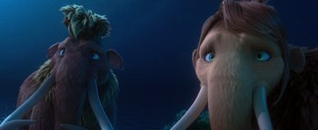 Movie still from “Ice Age: Continental Drift” (2012), directed by Michael Thurmeier – A couple of animals that are next to each other; Close Up shot, Low angle