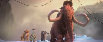 Movie still from “Ice Age: Continental Drift” (2012), directed by Michael Thurmeier – An ice age scene with an ice age scene with an ice age scene with an ice age scene with an ice age scene with an ice age scene; Extreme Wide shot, Low angle