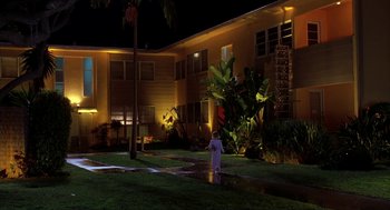 Movie still from “I Am Sam” (2001), directed by Jessie Nelson – A fire hydrant in the middle of the night; Extreme Wide shot, High angle