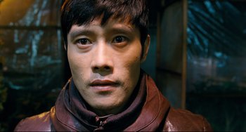 A person wearing a leather jacket