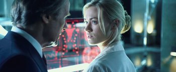 Movie still from “I, Frankenstein” (2014), directed by Stuart Beattie – A man and a woman looking at one another; Close Up shot, Over the shoulder angle