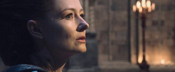 Movie still from “I, Frankenstein” (2014), directed by Stuart Beattie – A woman's face in the sunlight; Close Up shot, Low angle