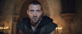 Movie still from “I, Frankenstein” (2014), directed by Stuart Beattie – A person with a beard; Close Up shot, Low angle