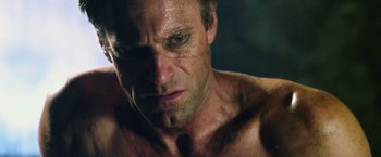 Movie still from “I, Frankenstein” (2014), directed by Stuart Beattie – A man's face in the dark; Close Up shot, Low angle