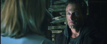 Movie still from “I, Frankenstein” (2014), directed by Stuart Beattie – A person in a room; Close Up shot, Over the shoulder angle