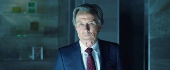 Movie still from “I, Frankenstein” (2014), directed by Stuart Beattie – An older man wearing a suit and tie; Close Up shot, Low angle