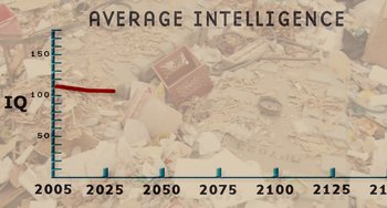 Movie still from “Idiocracy” (2006), directed by Mike Judge – An image of an average intelligence of a garbage dump; Extreme Close Up shot, Overhead angle