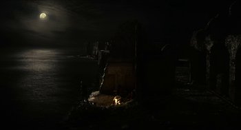 Movie still from “Immortals” (2011), directed by Tarsem Singh – A fire hydrant in the middle of the night; Extreme Wide shot, High angle